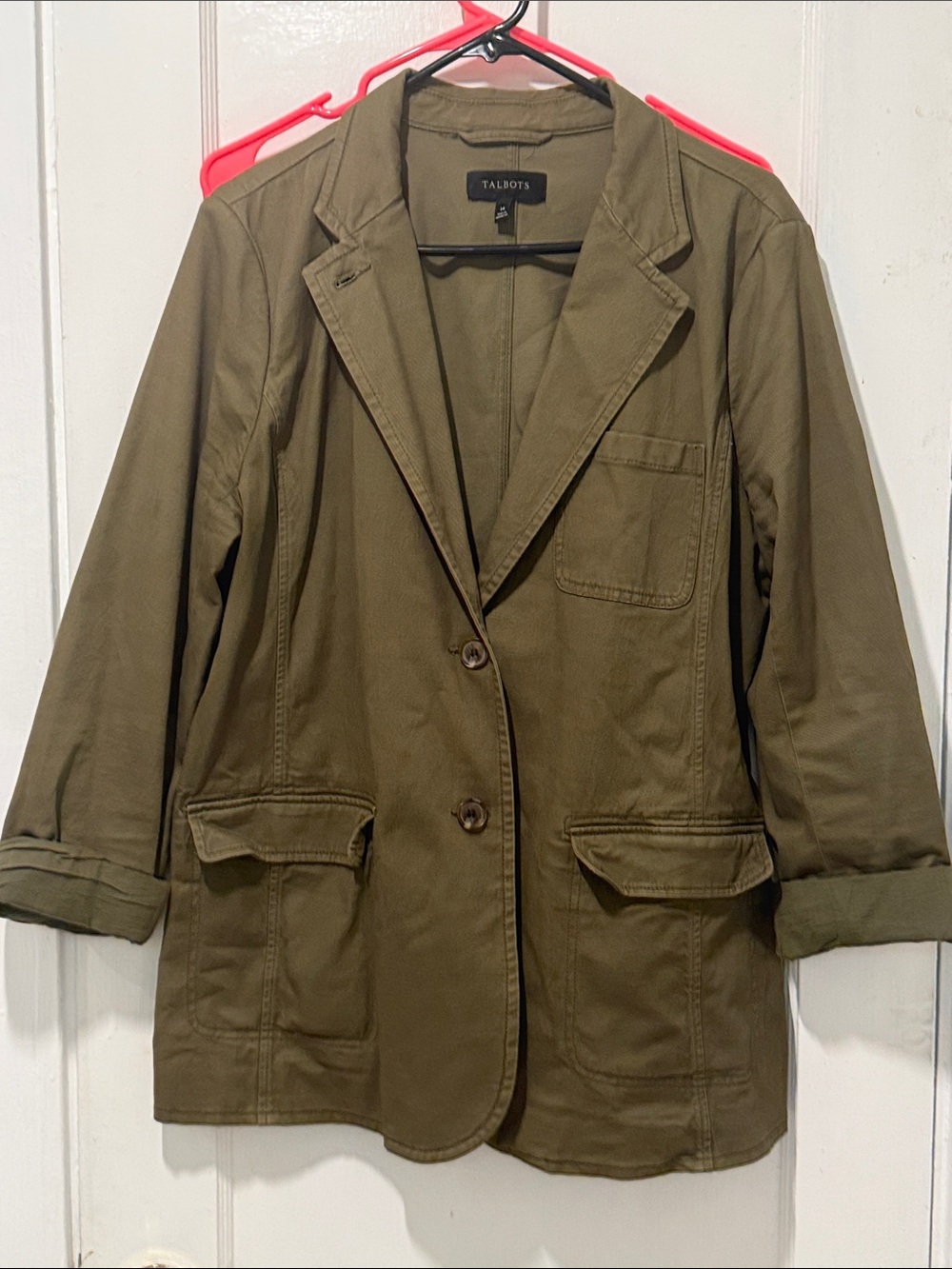 Talbots Olive Cotton Blazer Jacket